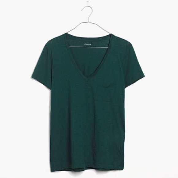 Madewell Tops - Madewell Forest Green Slub V Neck Tee XS