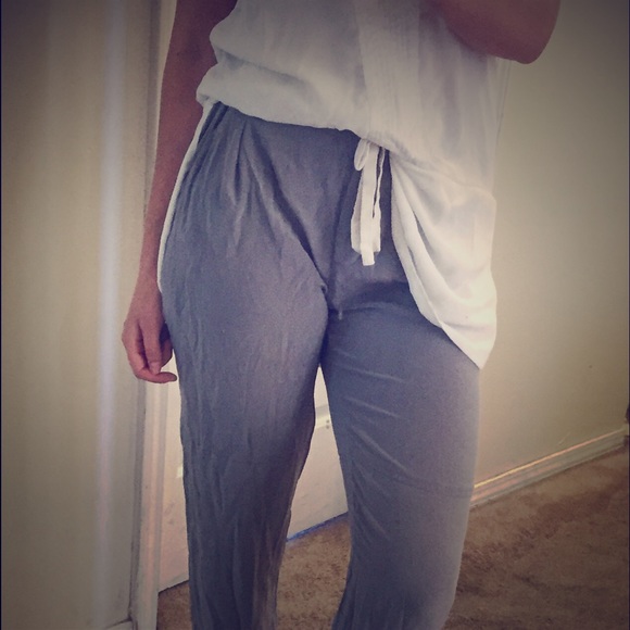 Gray silk pants