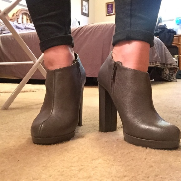 Michael Antonio Grey Faux-Leather Booties