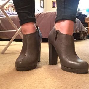 Michael Antonio Grey Faux-Leather Booties