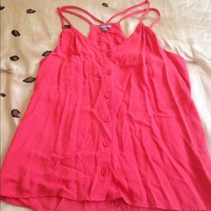 Spaghetti strap flowy shirt.