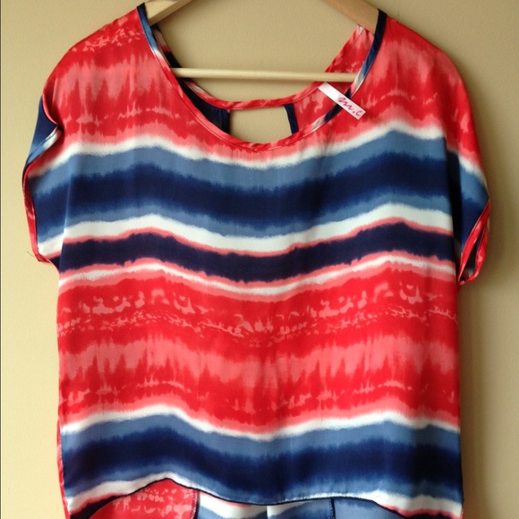 MOD 20 Women's water color stripe Blouse Blue
