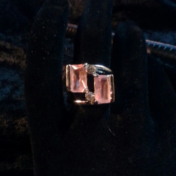 Bold Double Pink Stone and CZ Ring
