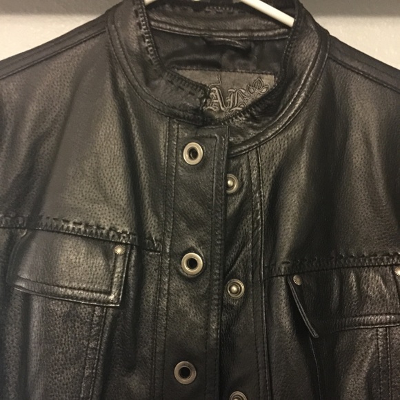 Medium Live a Little black leather jacket - Picture 2 of 4