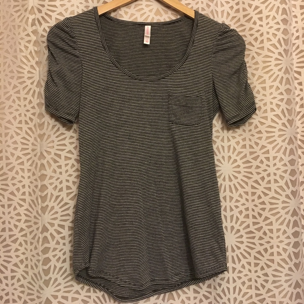 Xhilaration Black & Gray Striped Top