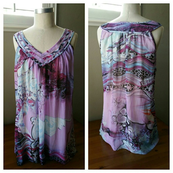 Sheer Purple & Lilac Abstract Print Tunic