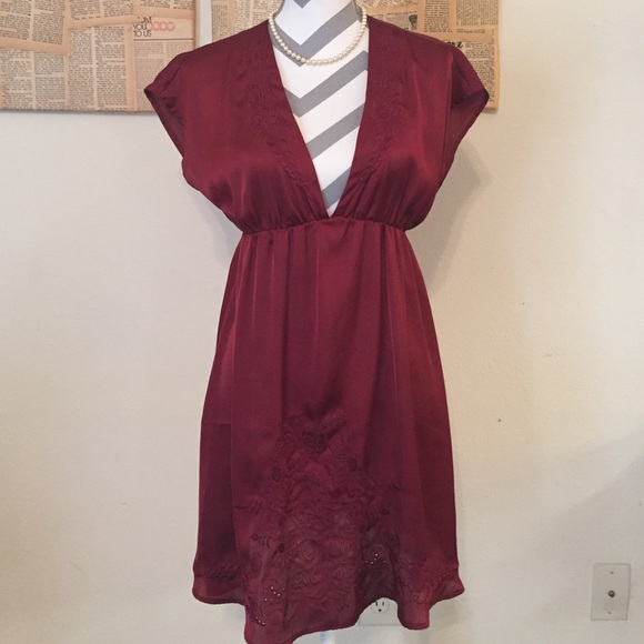 Burgundy silk dress