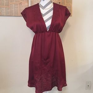 Burgundy silk dress