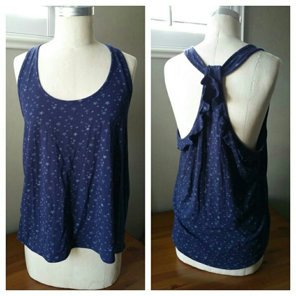 One Star Converse Navy Tank w/ Star Print & Ruffle
