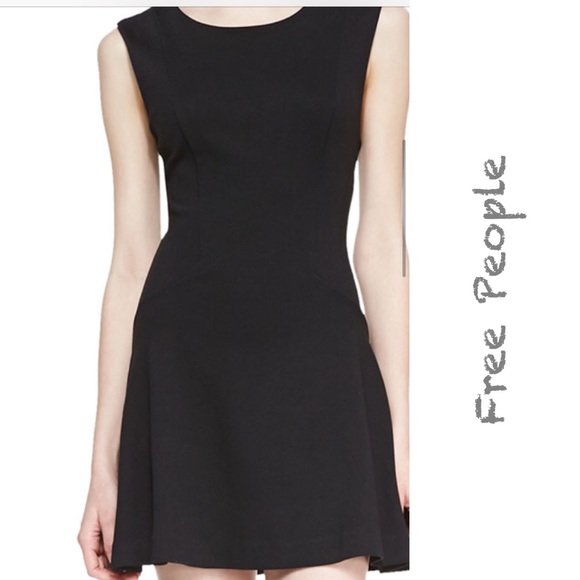 NEW FREE PEOPLE black ponte mini dress skater med - Picture 3 of 4