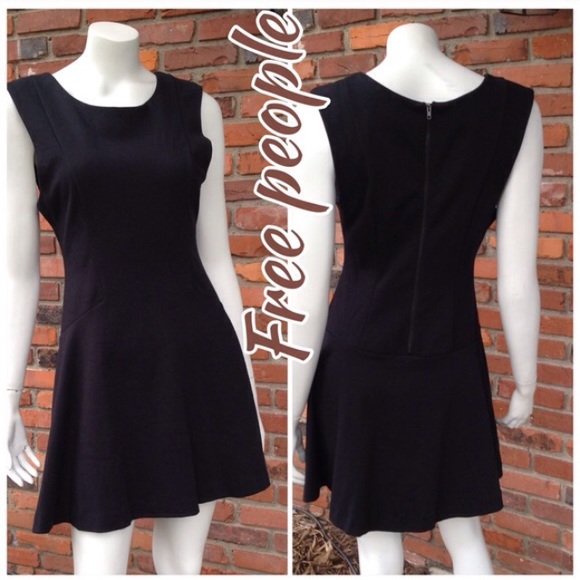 NEW FREE PEOPLE black ponte mini dress skater med - Picture 4 of 4