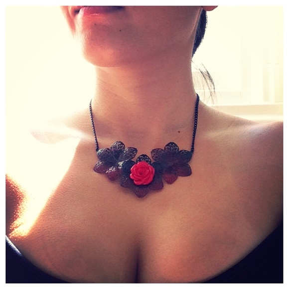 Rose chain necklace, handmade by artist