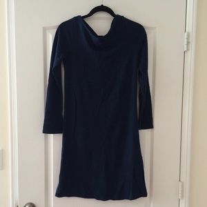 3/4 Length Sleeve Navy Blue Sweater Dress