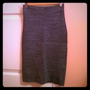 Gray black stretchy pencil skirt