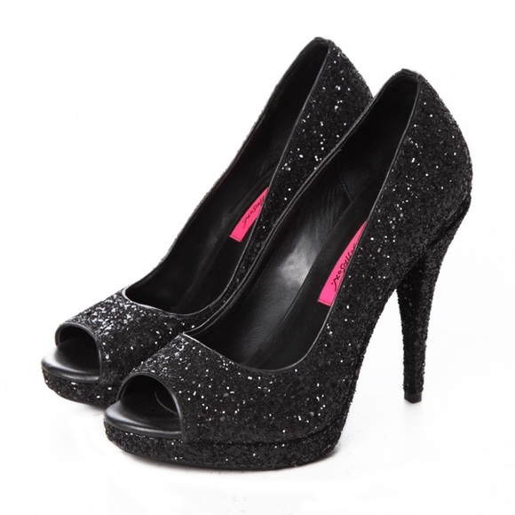 BETSEY JOHNSON Sparkle Peep Toe Pumps
