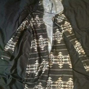Long black aztec cardigan