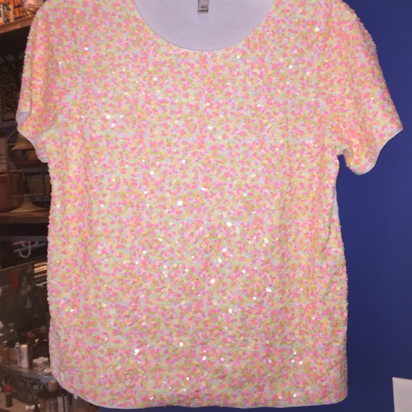 Sequined j.crew short sleeve - Picture 1 of 3