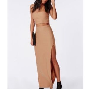 Missguided camel brand way and maxi skirt set