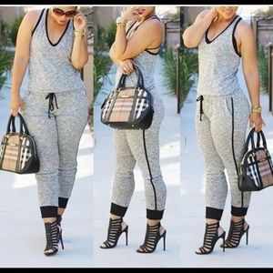 Race back grey jumpsuit
