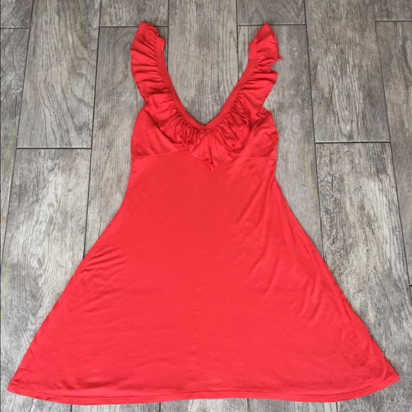 Coral sundress with ruffle detail