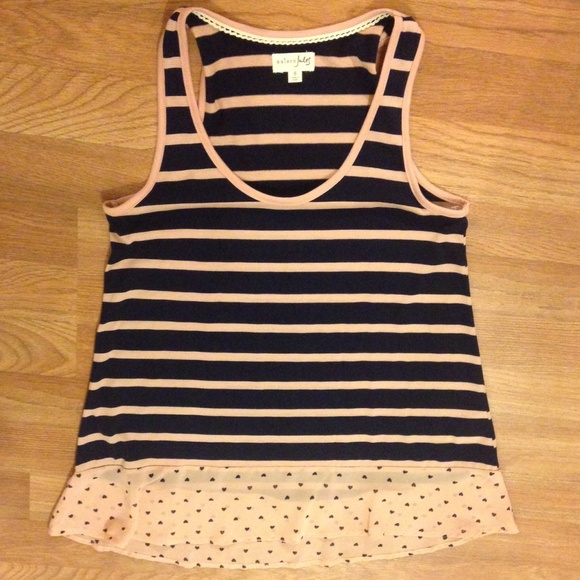 Maison Jules Tops - ♡ Maison jules pink and blue stripped tank, hearts