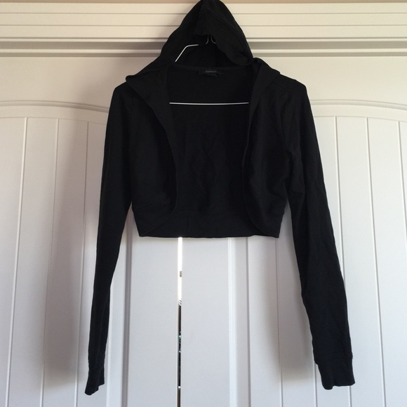 Express black hooded long sleeved shrug