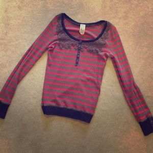 Free People long sleeve lace detail shirt