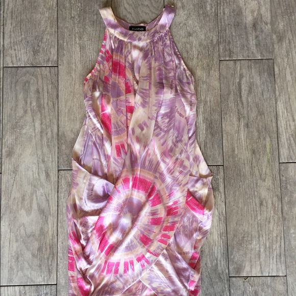 Silk keyhole drape Bebe dress