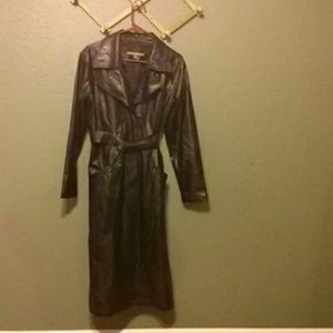 Faux leather trench coat