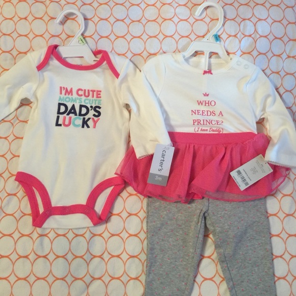 Carter Baby girl outfit and onesie NWT
