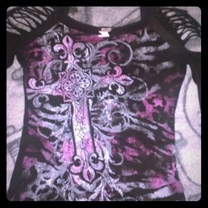 Black & Purple Top with Cross