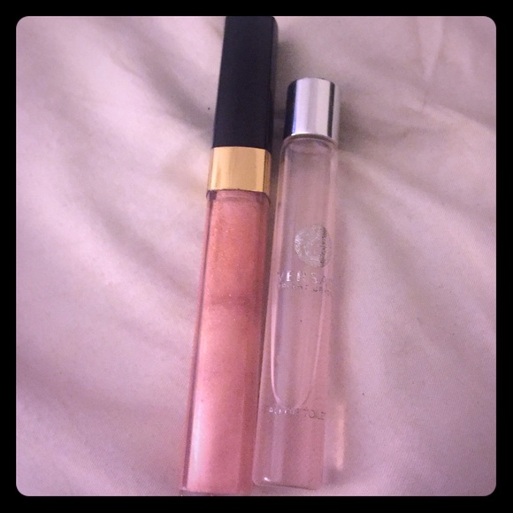 Chanel 87 lipgloss & Versace crystal rollerball