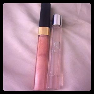 Chanel 87 lipgloss & Versace crystal rollerball