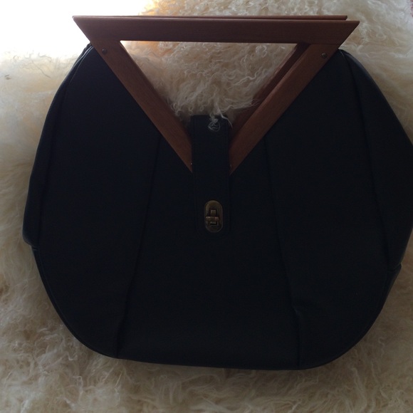 Vintage black vinyl large clutch