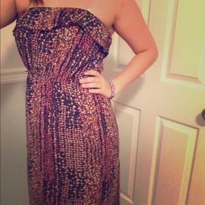 Flower pattern strapless dress