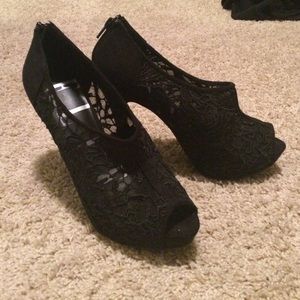 Black lace booties