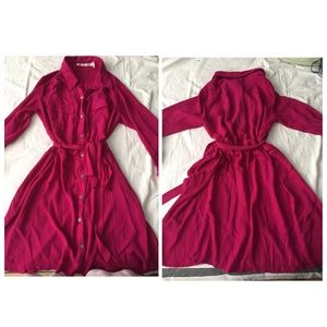 Fuchsia long sleeve dress