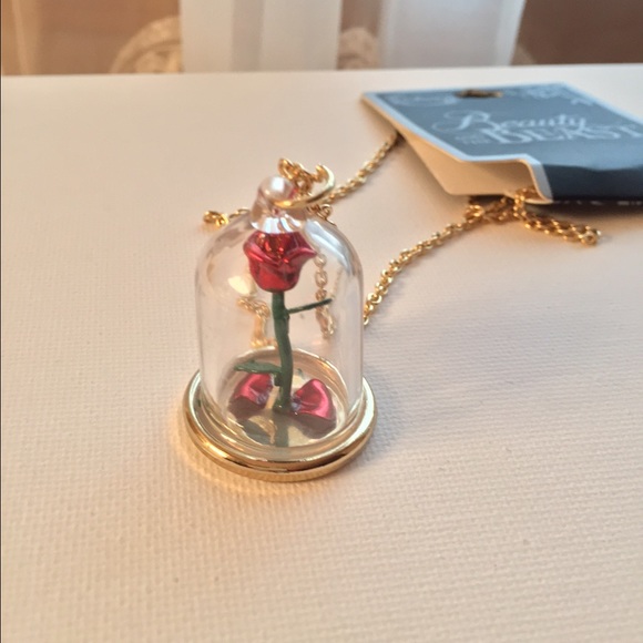 Beauty and the Beast enchanted rose necklace