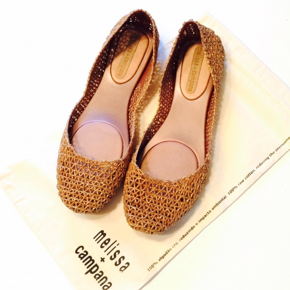 Melissa Campana Sparkly Jelly Gold Flats