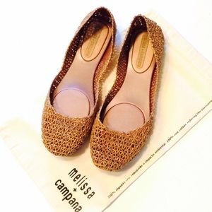Melissa Campana Sparkly Jelly Gold Flats