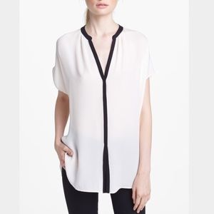 VINCE. Silk Blouse ivory & black -- new!
