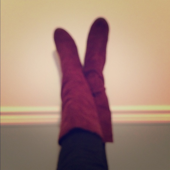 Dark purple red boots
