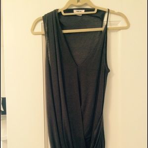 HELMUT LANG grey asymmetrical soft tank top