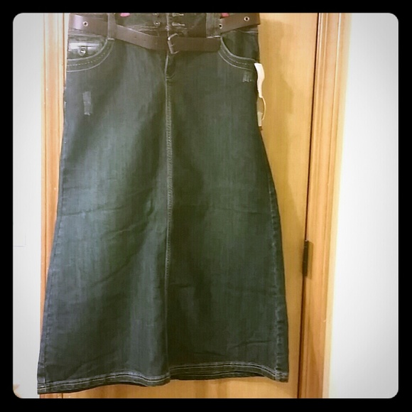 Long denim skirt