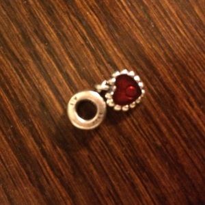 Sterling Silver Red Dangly Pandora charm