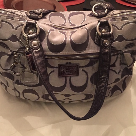 Large Coach fabric logo purse