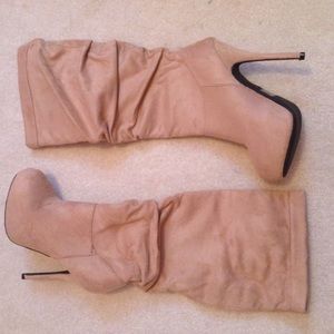 Nude platform slouchy boots