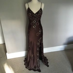 Sue Wong Silk With Metallic Sequin Detail Dress