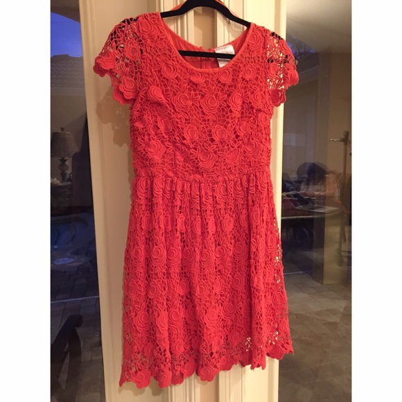 CORAL CROCHET PARTY DRESS!