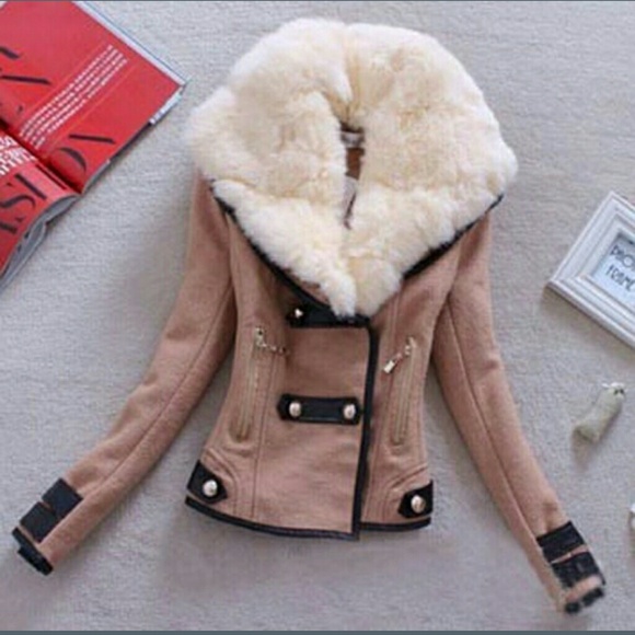 Fur collar coat